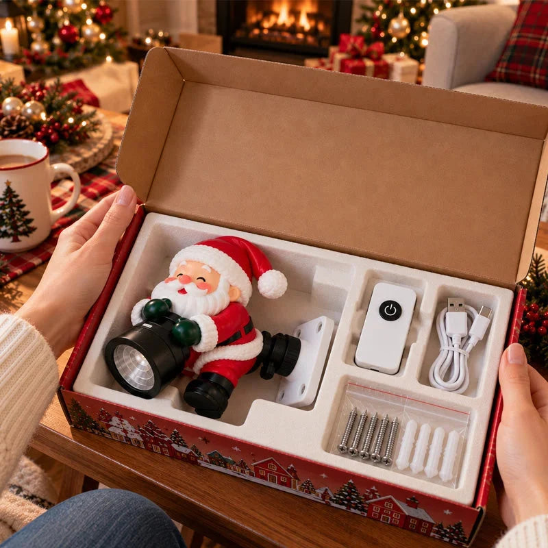 🎅 Santa Christmas Welcome Projector – Festive Greeting Light with Remote Control & Adjustable Angle ✨