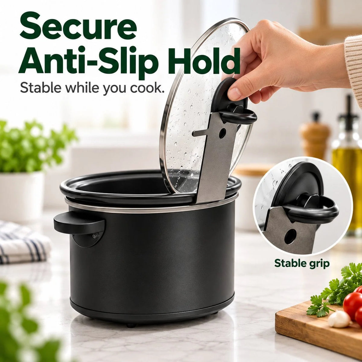 🍳Multifunctional Anti-Slip Cooker Lid Stand - Space-Saving Kitchen Counter Organizer