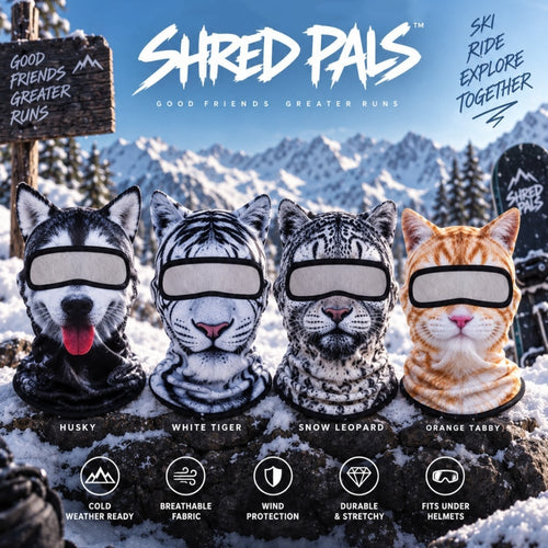 🐆❄️ Snow Leopard 3D Cat Balaclava with Ears – Cozy Full-Face Ski Hood
