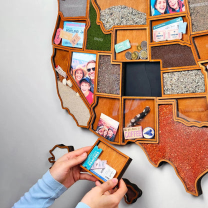 🎉🎁 Personalized USA Travel Memory Map – Collect & Display Your Travel Keepsakes