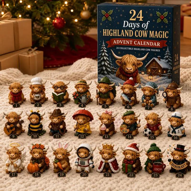🐮 Highland Cow Christmas Countdown Calendar – 24 Days of Cozy Farmhouse Surprises 🎄✨