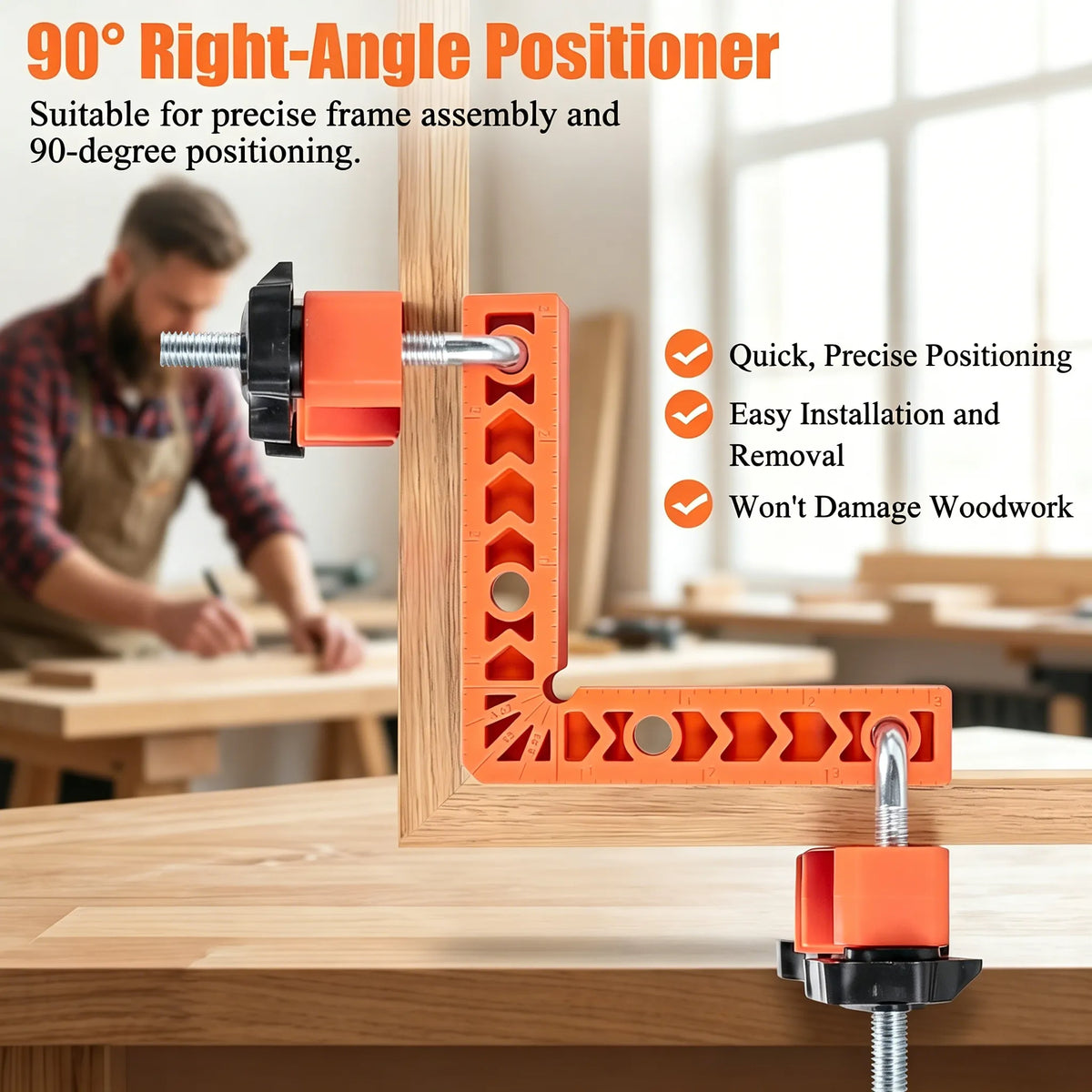 🔧 8-Piece 90° Corner Clamp Set with L-Shaped Positioning Squares for 3" and 4" Woodworking Joints