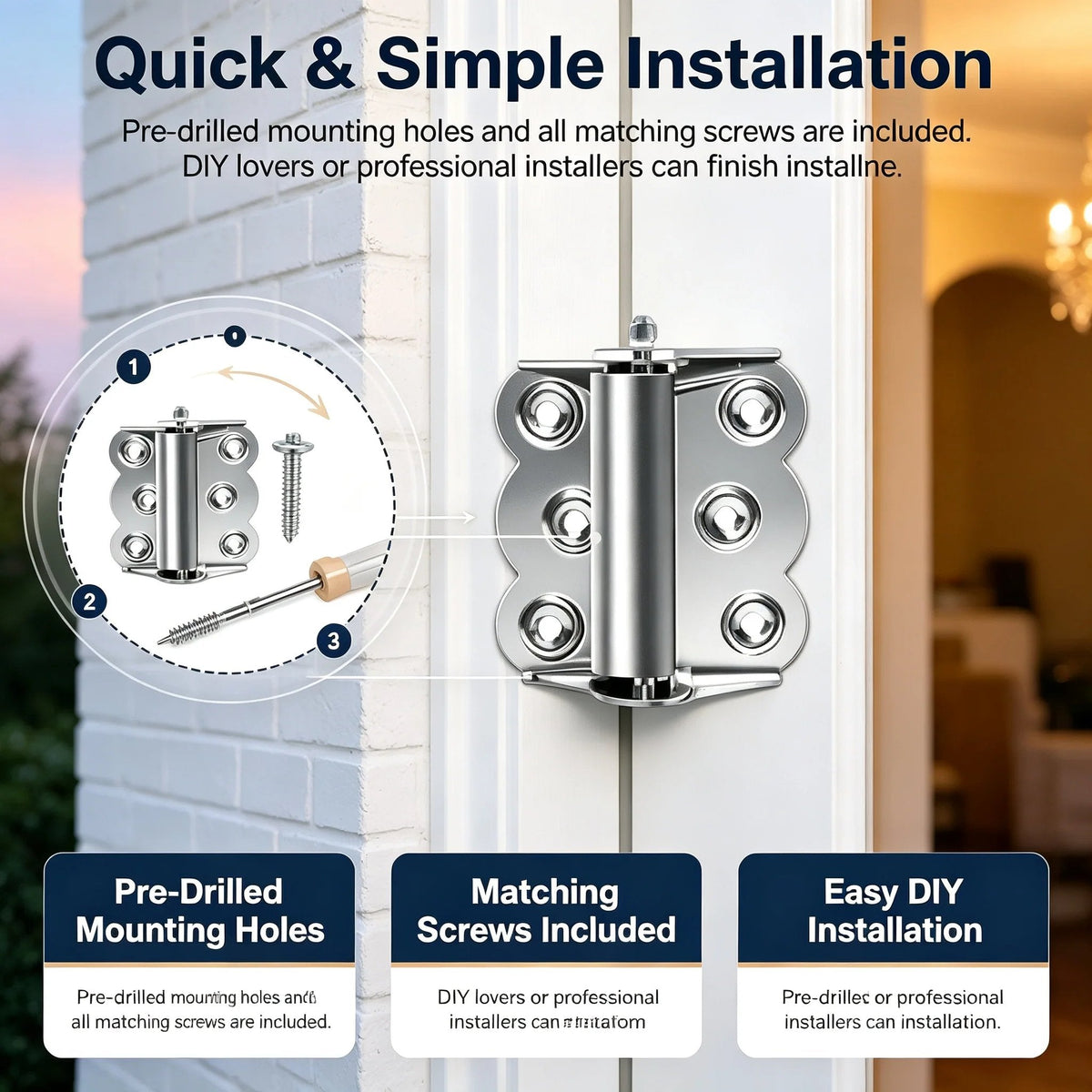 ⚙️Adjustable Self-Closing Spring Door Hinges