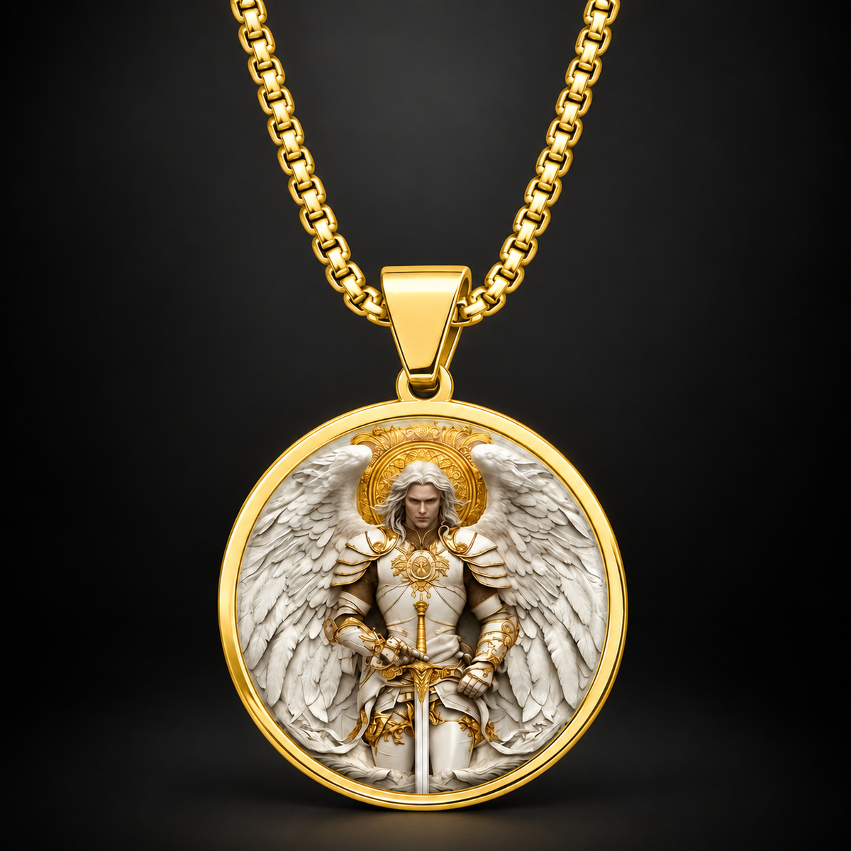 Angel Warrior Pendant Necklace for Men — Faith, Strength & Protection