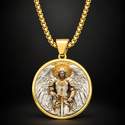 Angel Warrior Pendant Necklace for Men — Faith, Strength & Protection