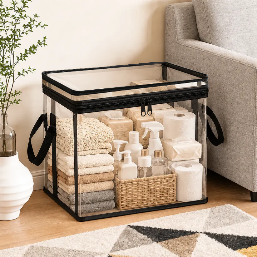 🎁Large Clear Storage Bag 🧺 – Spacious Organizer for Blankets, Clothes & More