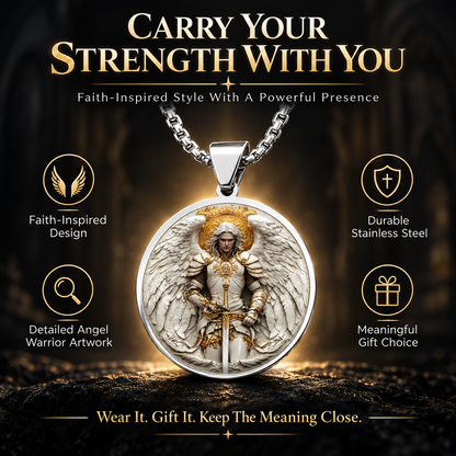 Angel Warrior Pendant Necklace for Men — Faith, Strength & Protection