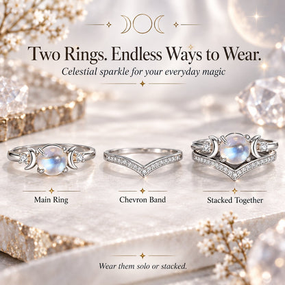 🌙 Witchy Triple Moon Ring Set
