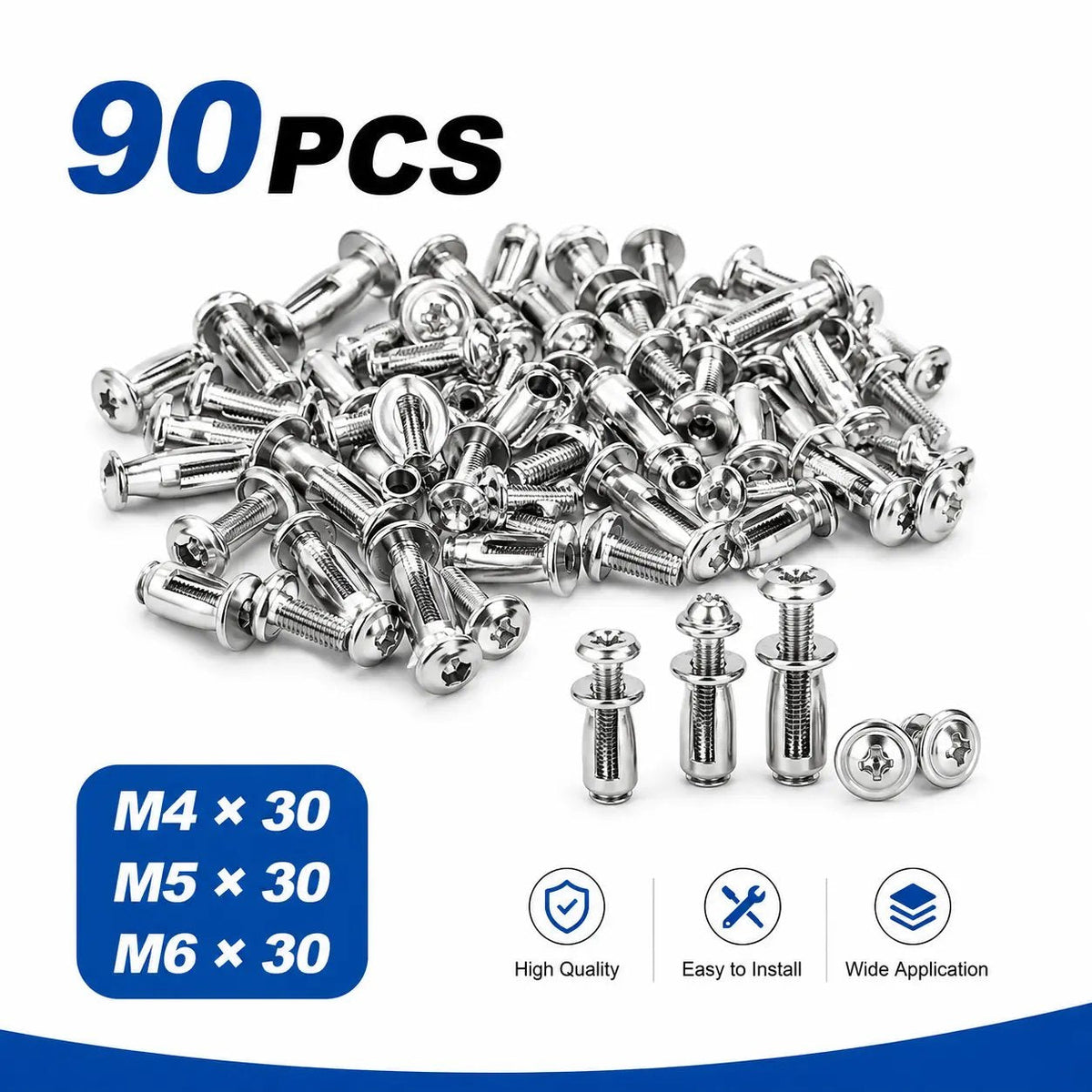 🔩 30/90-Piece Button Rivet Locking Nut Kit – Secure Snap Fastener Set