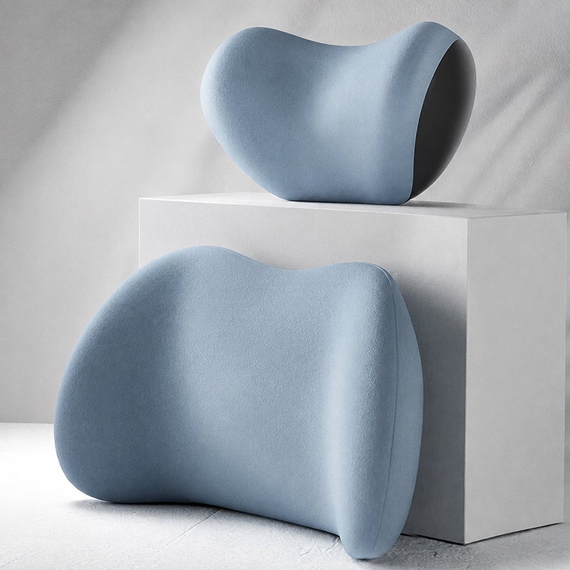 💯Car Neck & Lumbar Support Pillow Set – Memory Foam Headrest & Lower Back Cushion for Comfortable Driving