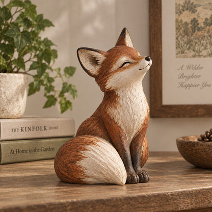 🦊 Charming Fox Figurines – Rustic Woodland Decor for Shelves & Cozy Spaces