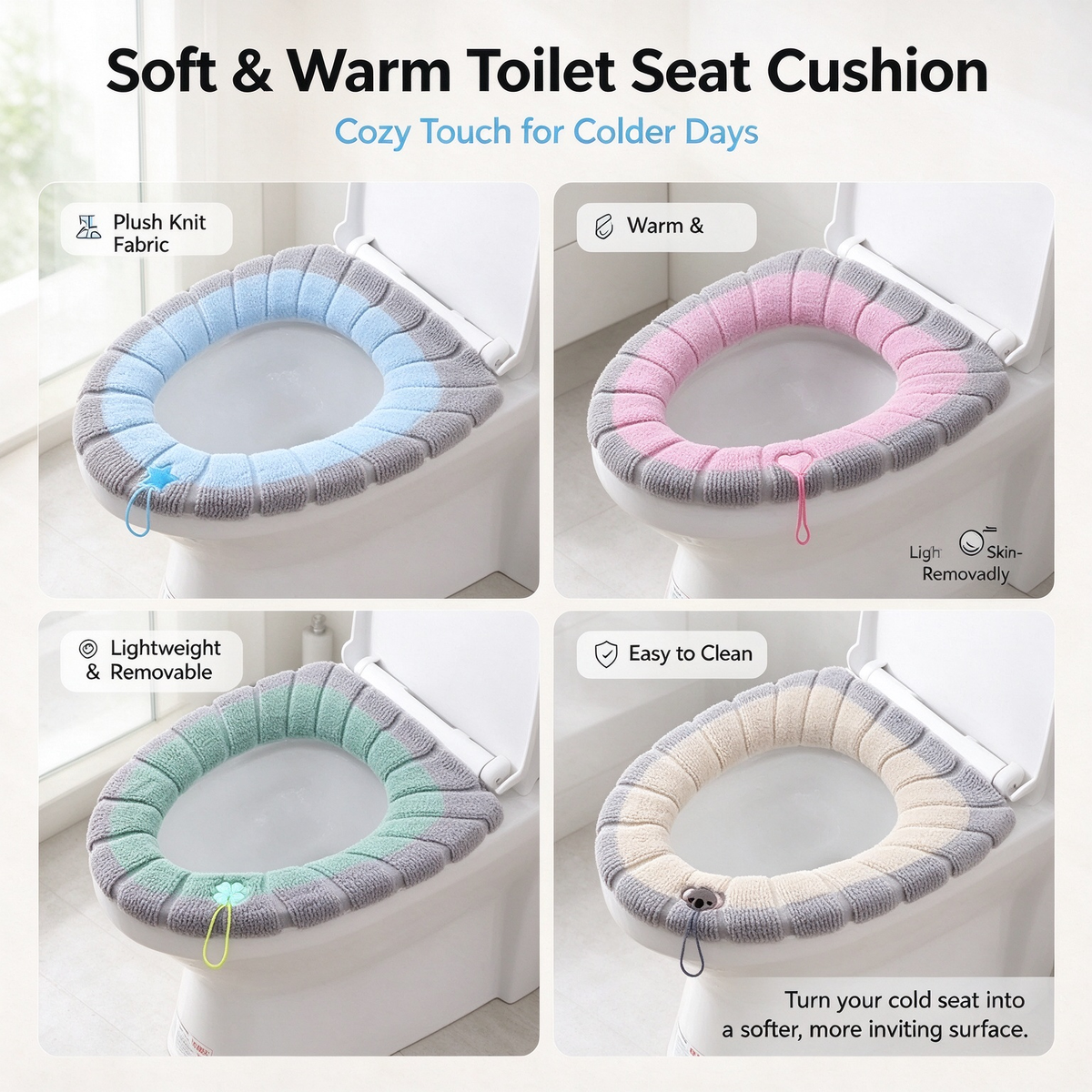 🚽 Cloud-Soft Padded Toilet Seat Cover | Lightweight, Washable & Reusable Comfort Cushion