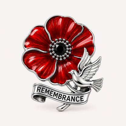 🌺 Lest We Forget Remembrance Poppy Brooch – VE Day 80th Anniversary Tribute Pin