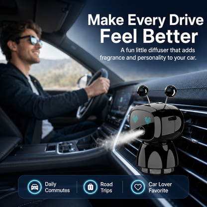 Cute Robot Car Diffuser – Auto-Sensing Mist & LED Vent Freshener