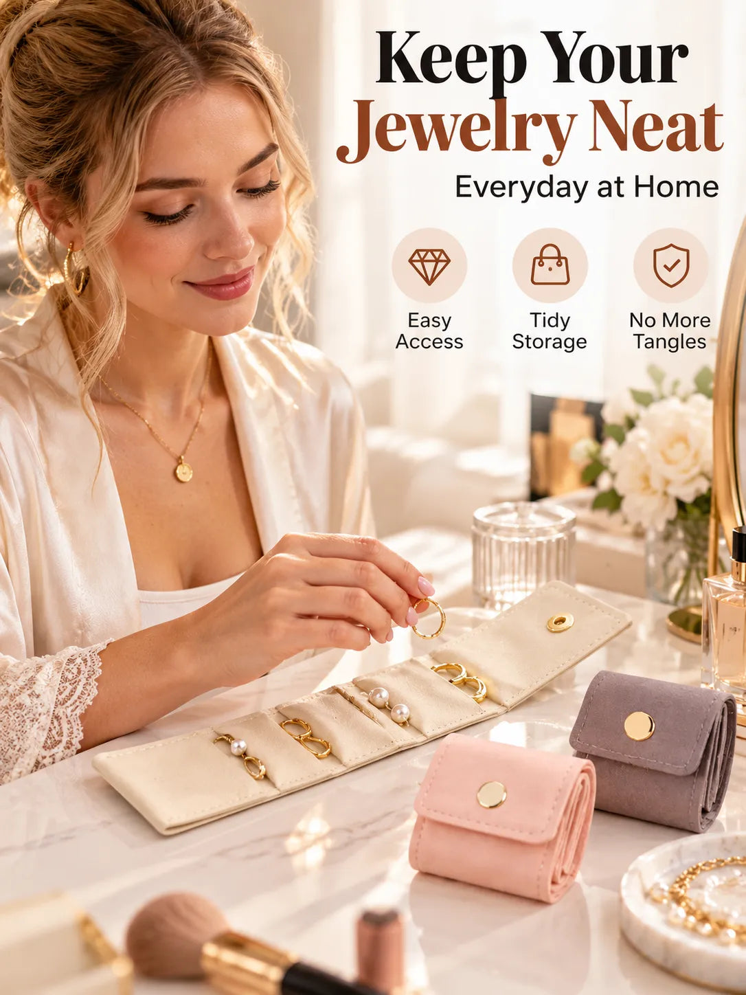 ✨ Foldable Travel Jewelry Case – Compact Organizer for Everyday Essentials