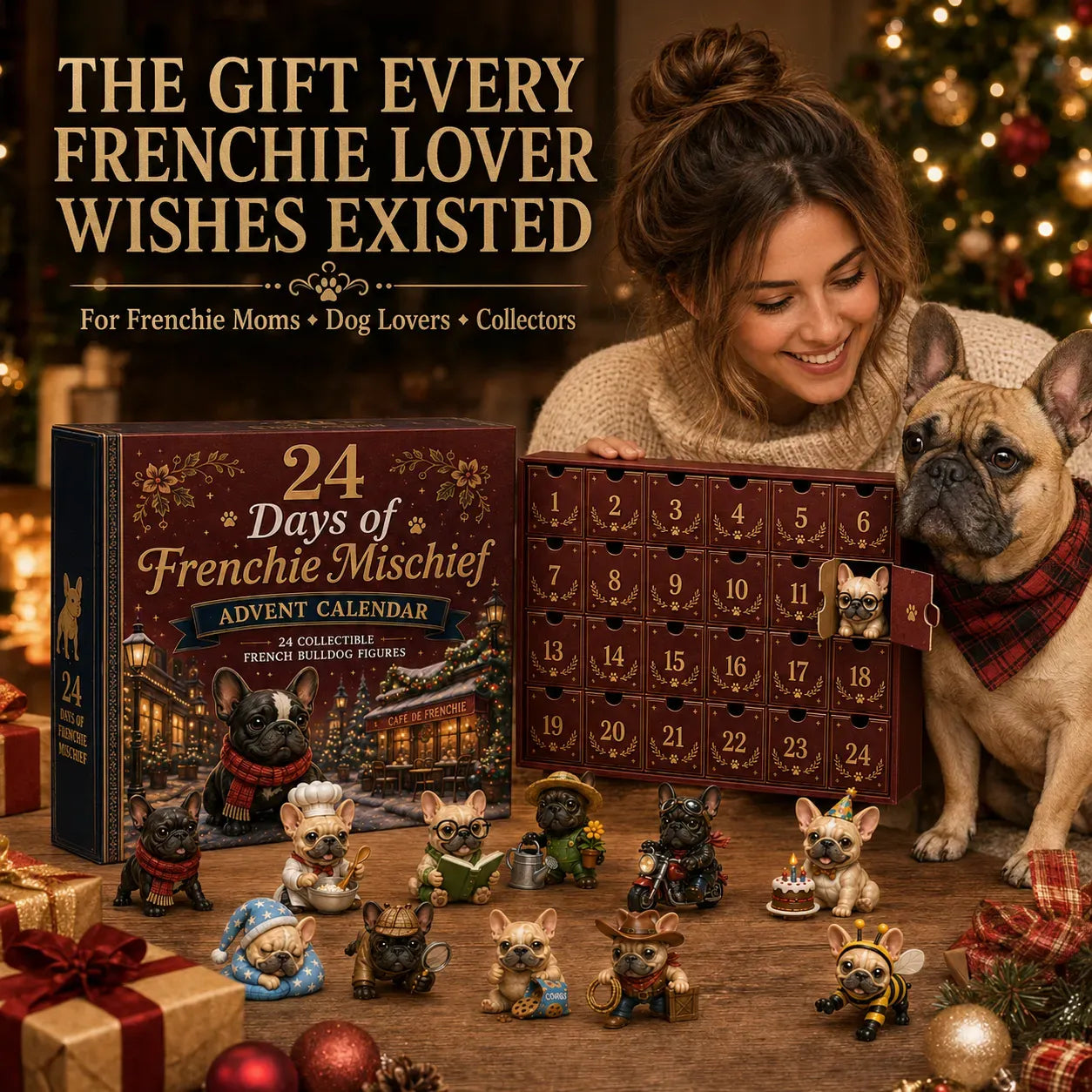 💯 🐶 24-Day French Bulldog Christmas Advent Calendar | 24 Unique Collectible Frenchie Characters with Different Outfits, Personalities & Daily Holiday Surprises 🎄✨