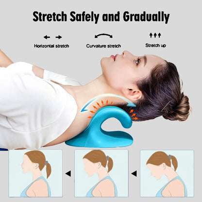 💙 Cervical Neck Stretcher Pillow for Posture Support & Shoulder Relaxation - Blue