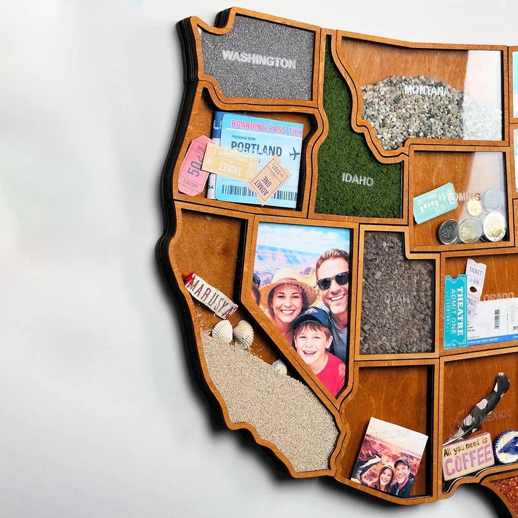 🎉🎁 Personalized USA Travel Memory Map – Collect & Display Your Travel Keepsakes
