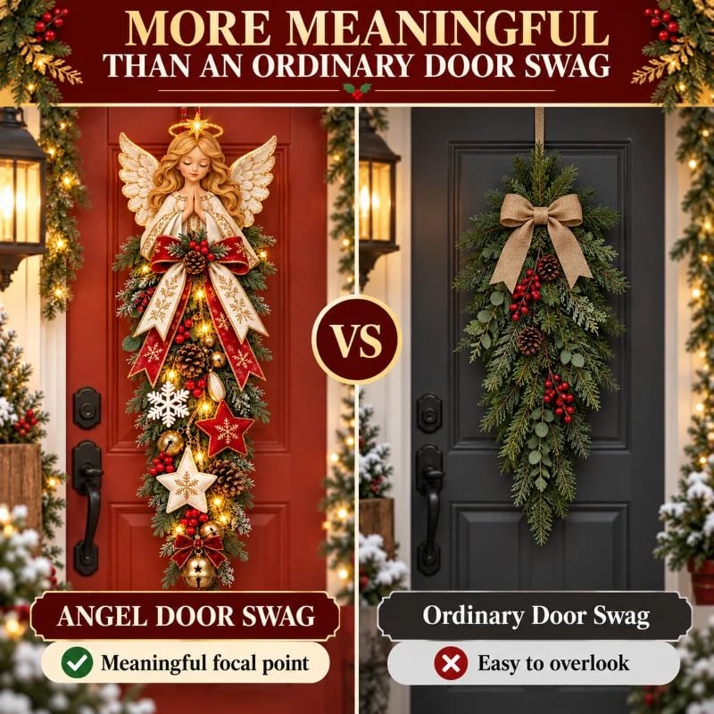 💯🔥49% OFF✨👼 Lighted Angel Christmas Door Swag – A Heavenly Holiday Welcome
