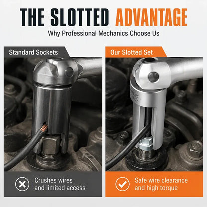 9-Piece Slotted Flare Nut Socket Set 🔩 – 10–22mm with Case