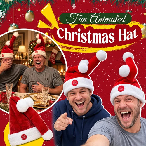 🎅 Animated Naughty Santa Hat – Moving Christmas Headwear for Holiday Parties