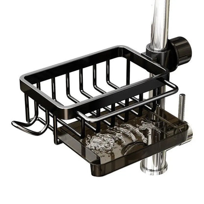 Stainless Steel Over-Faucet Rack 🧽 – Sink Sponge Organizer with Removable Drip Tray