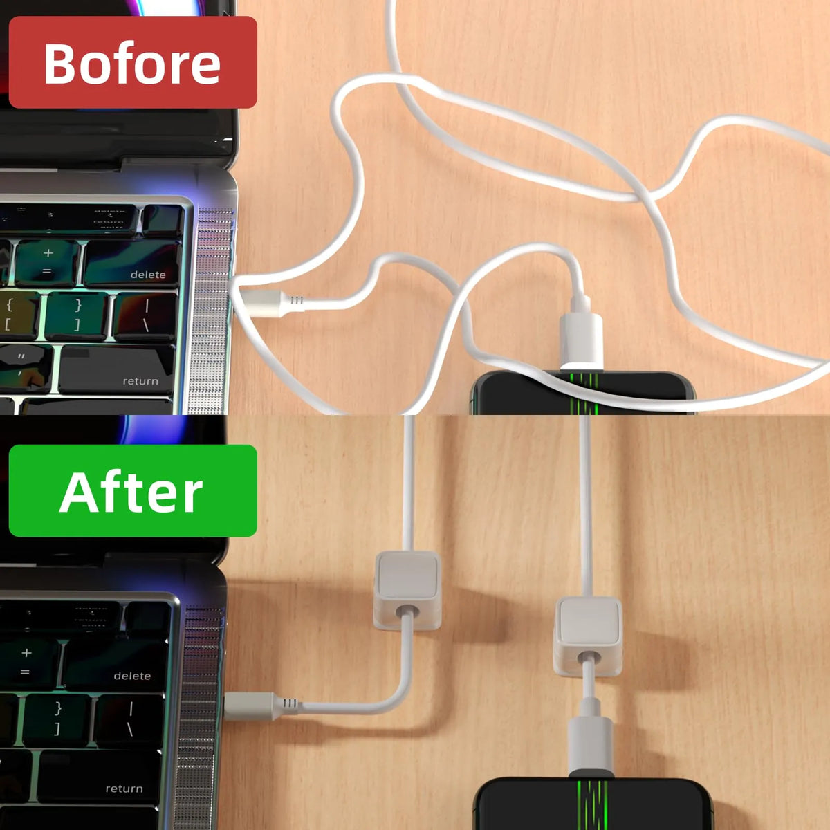🧲 Magnetic Cable Organizer – Adhesive Cord Clips for Easy Storage