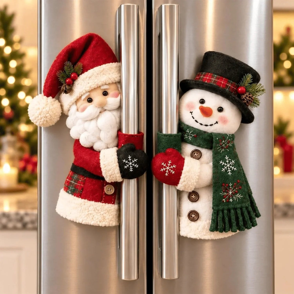 🎄Cozy Snowman Handle Huggers Set – Plush Holiday Decor for Fridge, Oven & Cabinets ☃️