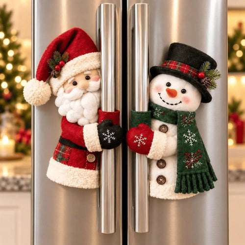 🎄Cozy Snowman Handle Huggers Set – Plush Holiday Decor for Fridge, Oven & Cabinets ☃️