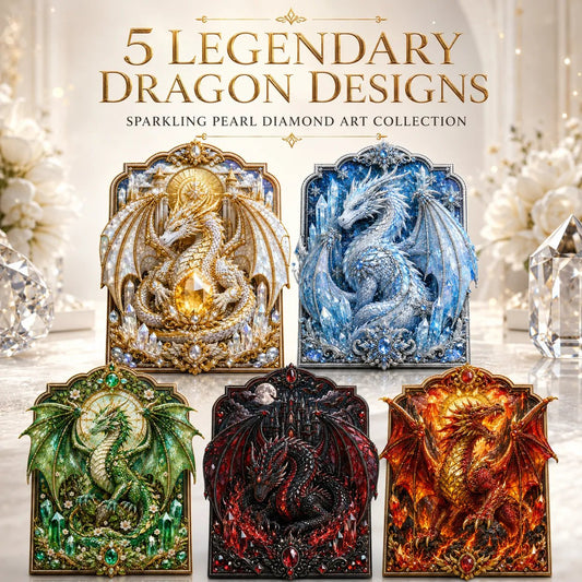 🐉💎3D Lager På Lager Drake Diamantmålningskit, 5 Stilar Fantasykristall