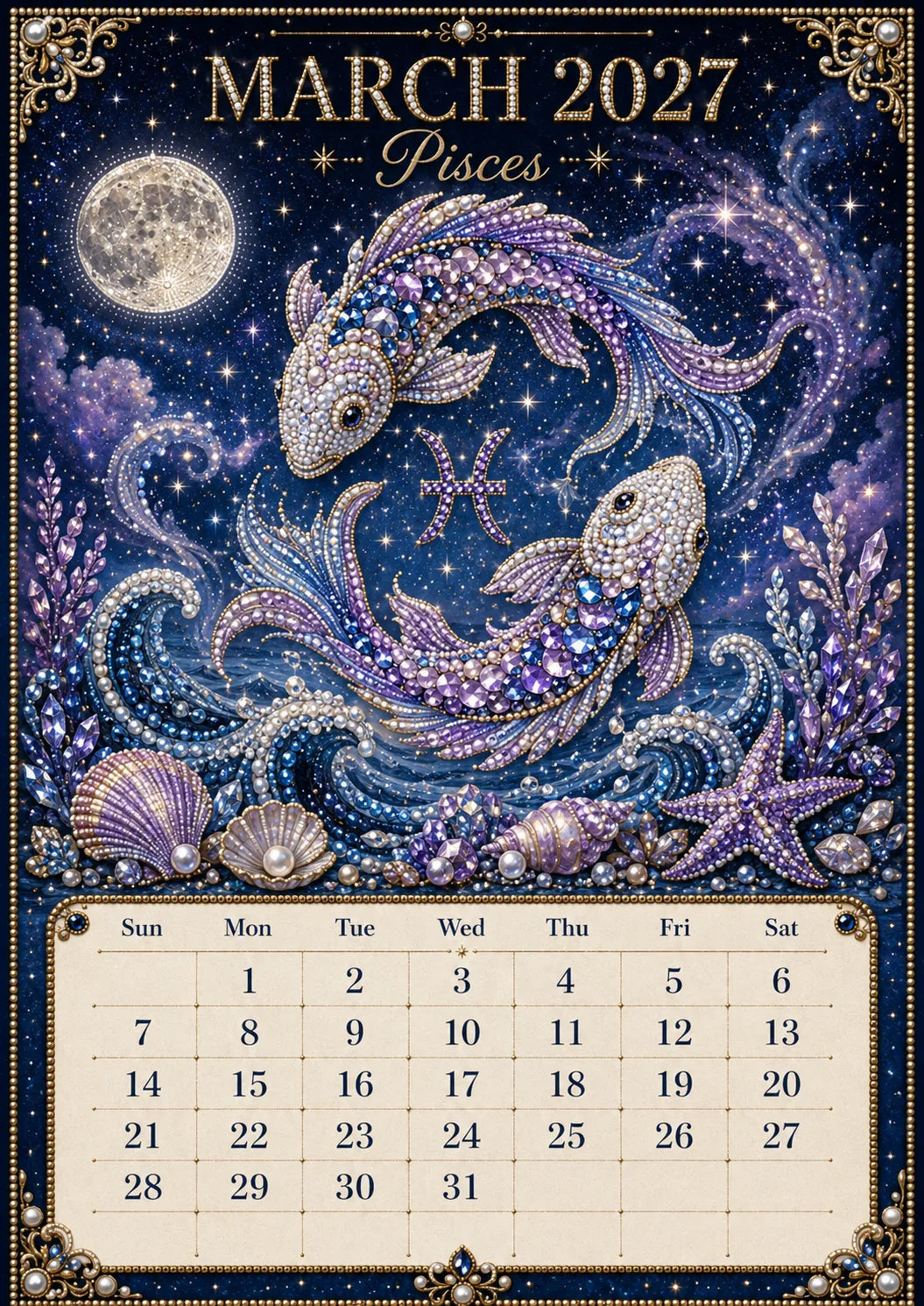 🌙💫 A Year Written in the Stars— Beginner-friendly DIY bead art calendar kit '12 Zodiac Signs 2027’💕