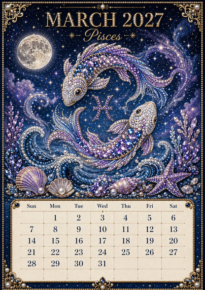 🌙💫 A Year Written in the Stars— Beginner-friendly DIY bead art calendar kit '12 Zodiac Signs 2027’💕