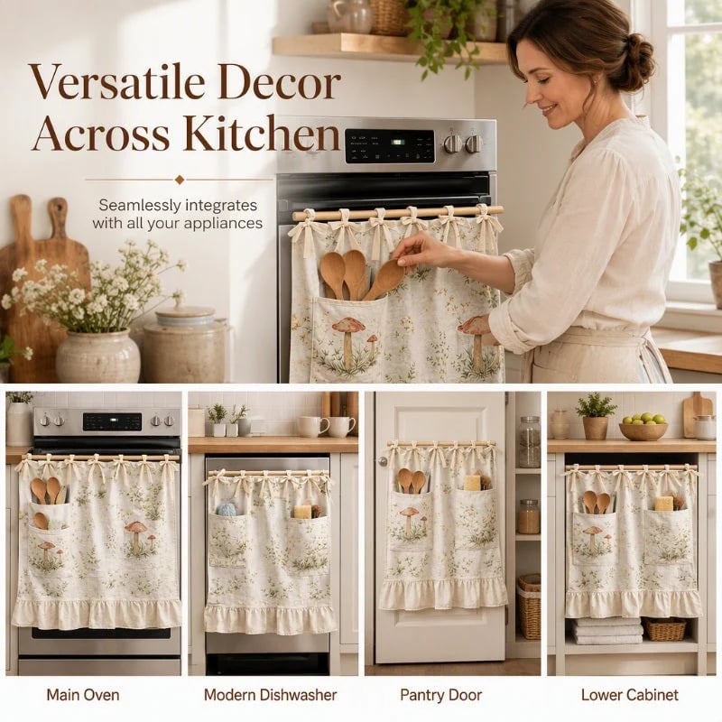 🔥LAST DAY 50% OFF - 🎃Oven Skirt Curtain with Pockets🍄