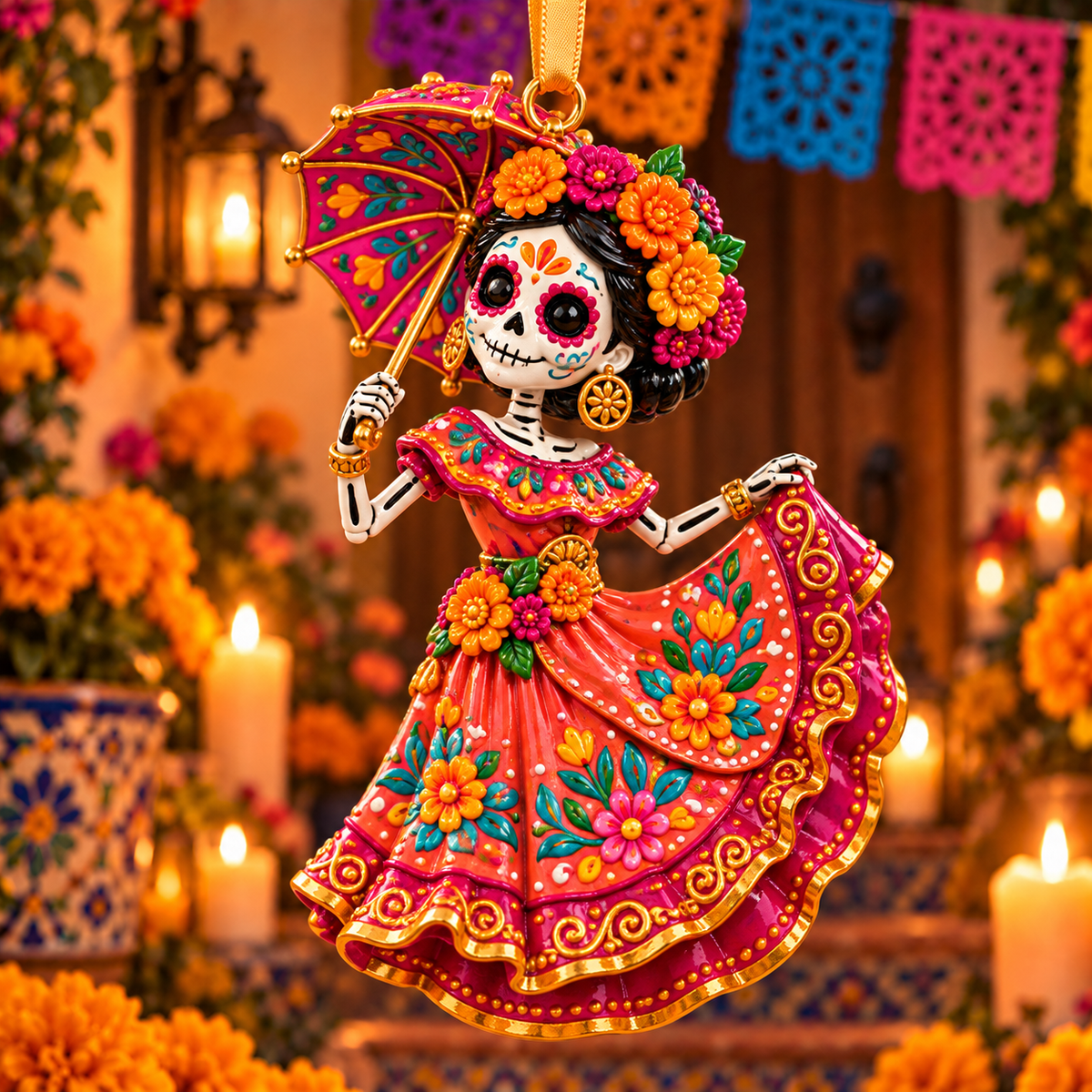 2026 Día de Muertos Ornaments –  Colorful Folk Art & Sugar Skull Keepsake Collection
