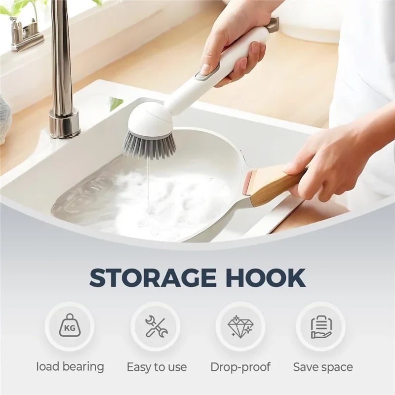 🧽✨ 6-Angle Soap Dispensing Brush – Scrub Smarter with Built-In Soap Control