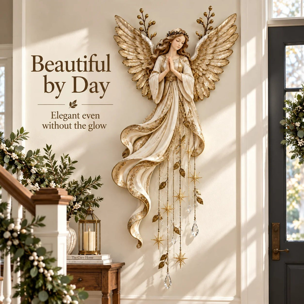 ✨Last Day 49% OFF✨Guardian Angel Starfall Cascade™ – Lighted Faith & Blessing Christmas Wall Decor✨