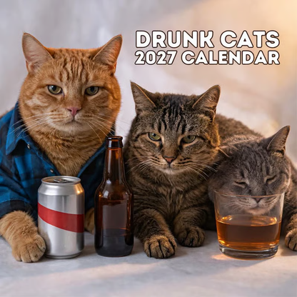 😼🍻 Drunk Cats 2027 Calendar – 12 Months of Feline Chaos & Bad Decisions