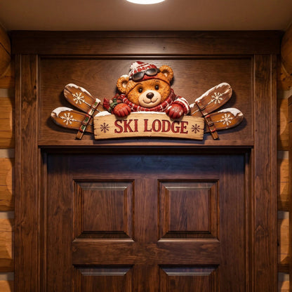 🎄🏔️ Rustic Winter Mountain Cabin Door Frame Decor
