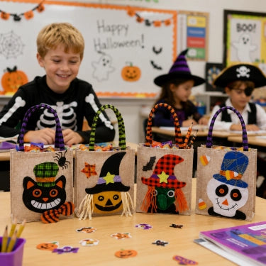 Whimsical Halloween Trick-or-Treat Bags, Set of 4