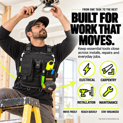 🛠️ Hands-Free Multi-Pocket Chest Tool Organizer – Keep Every Essential Within Reach