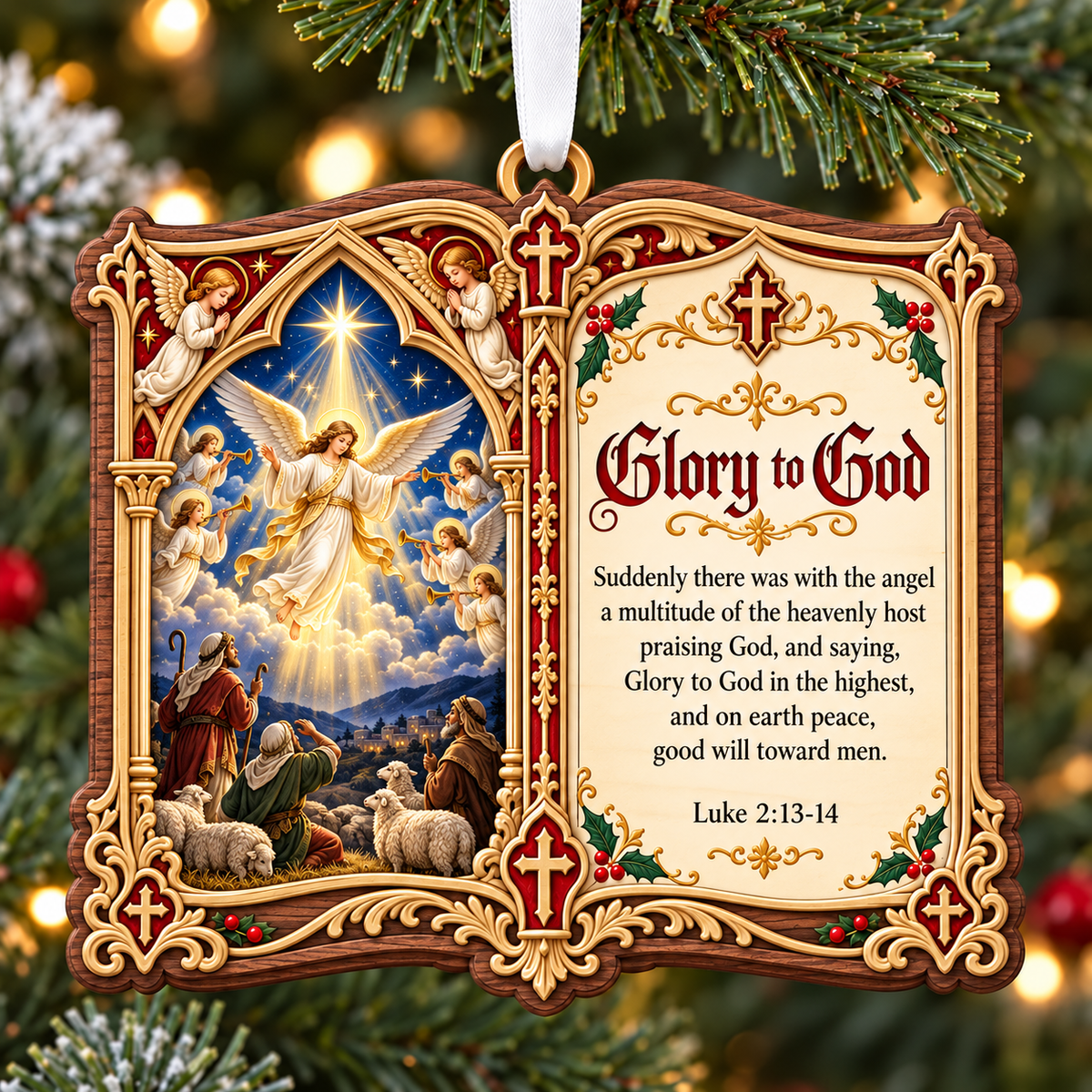 👼✝️Christian Christmas Bible Verse Book Ornament – Nativity Scripture Keepsake