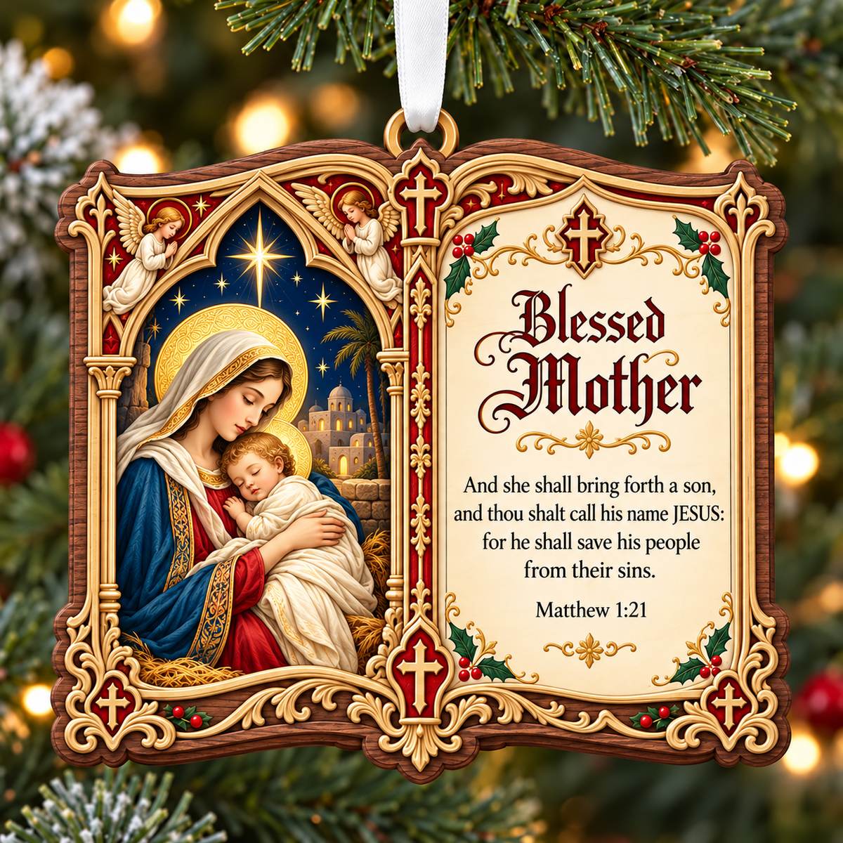 👼✝️Christian Christmas Bible Verse Book Ornament – Nativity Scripture Keepsake