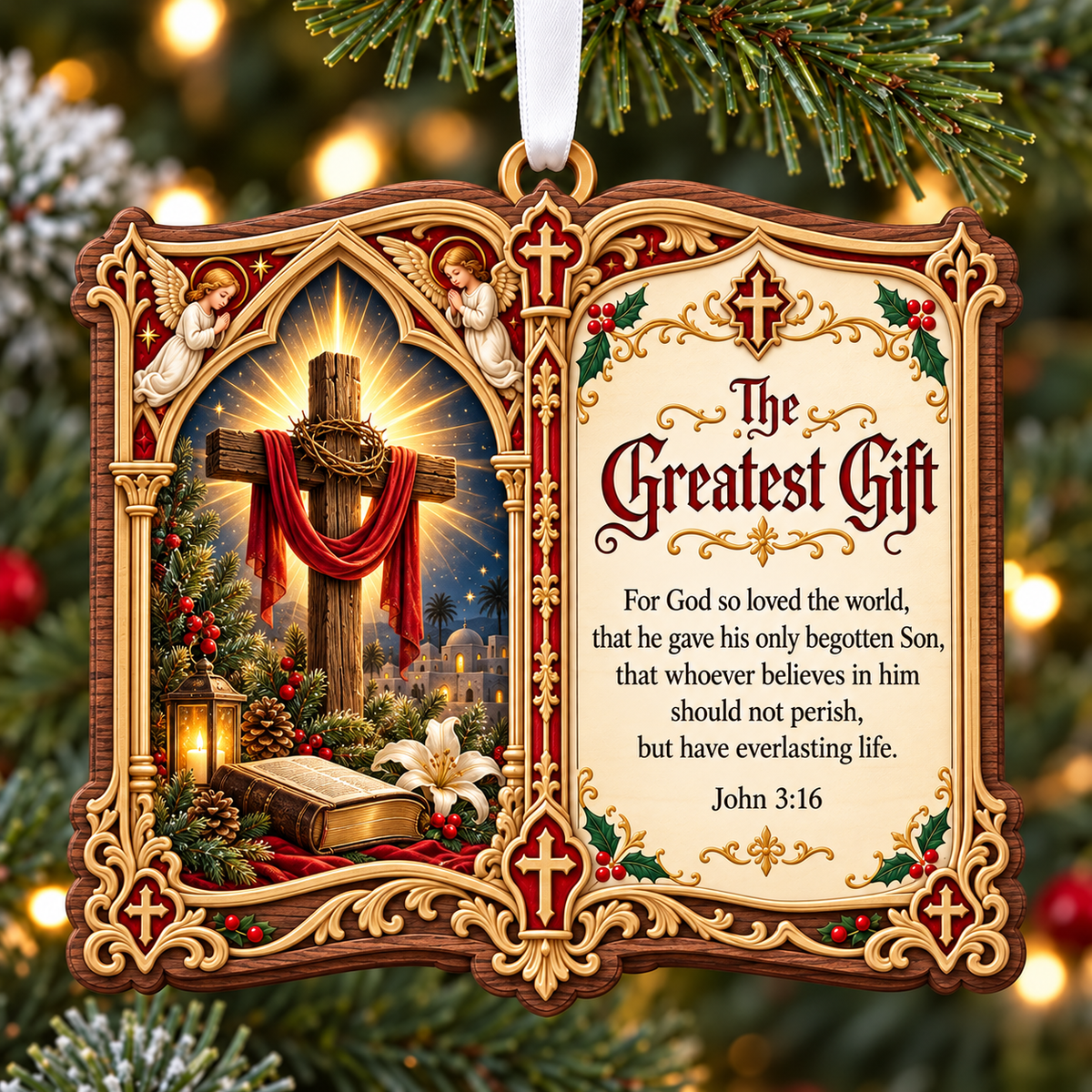 👼✝️Christian Christmas Bible Verse Book Ornament – Nativity Scripture Keepsake