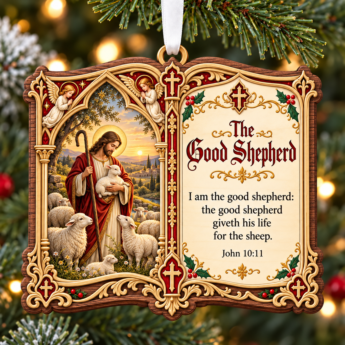 👼✝️Christian Christmas Bible Verse Book Ornament – Nativity Scripture Keepsake