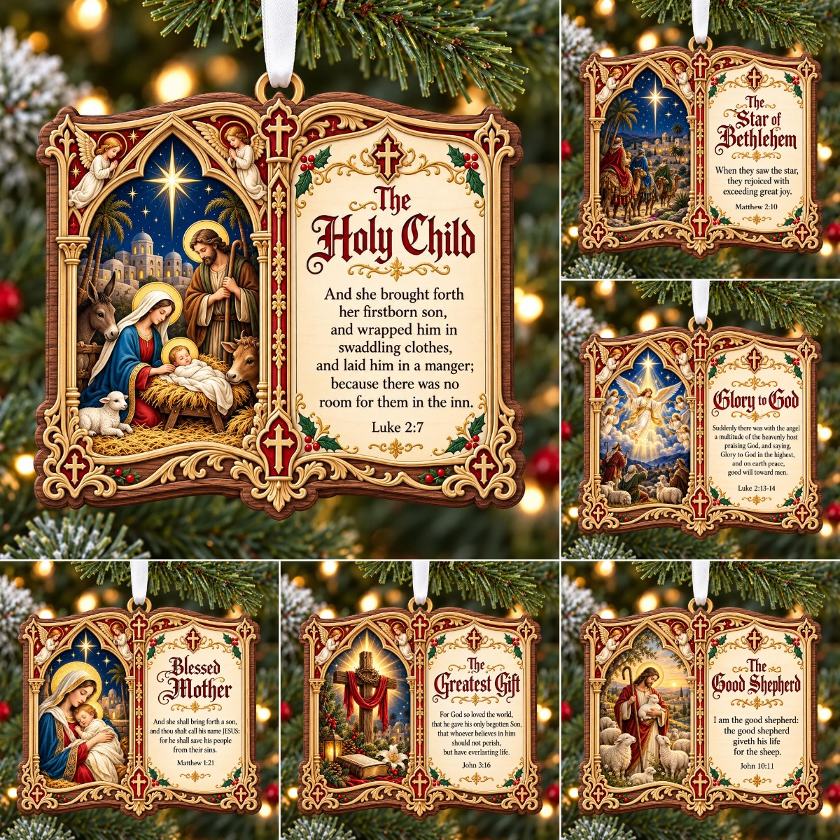 👼✝️Christian Christmas Bible Verse Book Ornament – Nativity Scripture Keepsake