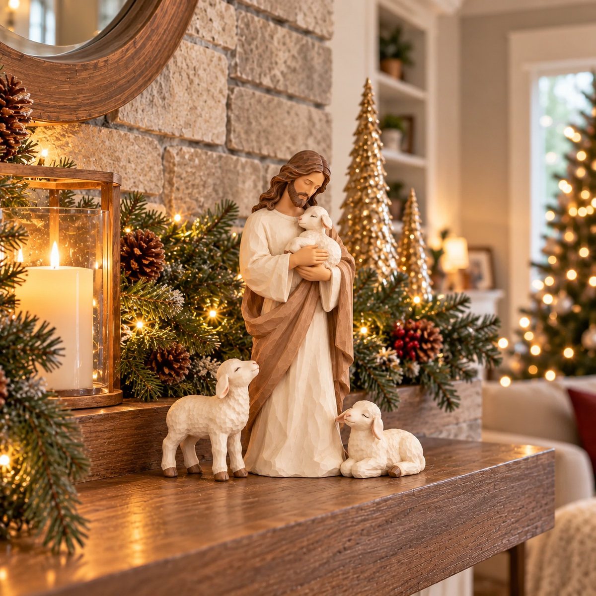 Good Shepherd & Lambs Figurine