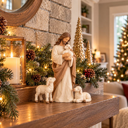 Good Shepherd & Lambs Figurine