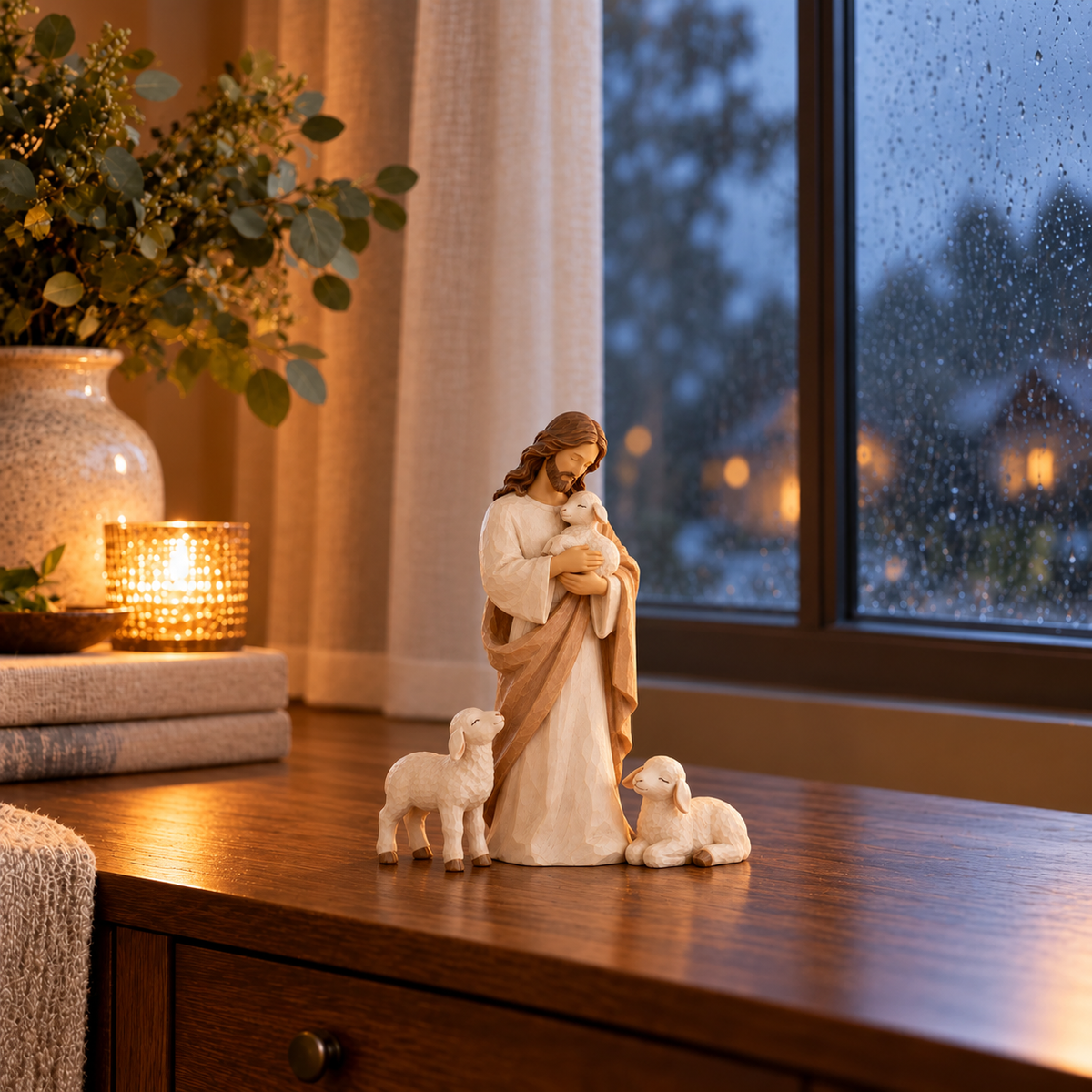 Good Shepherd & Lambs Figurine
