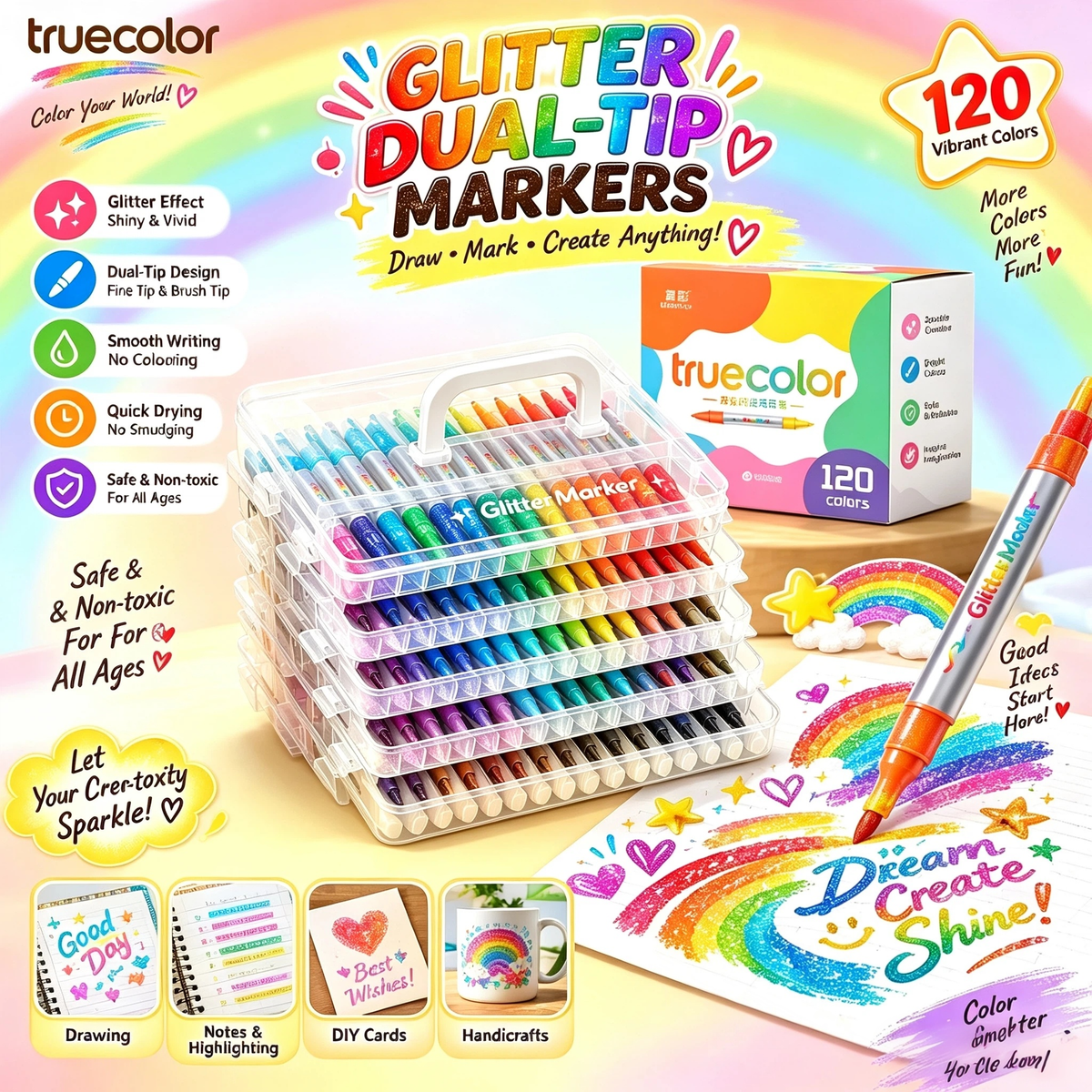 🎉🎁Magic Glitter Outline Markers✨Double-Ended Dual-Color Art Pens