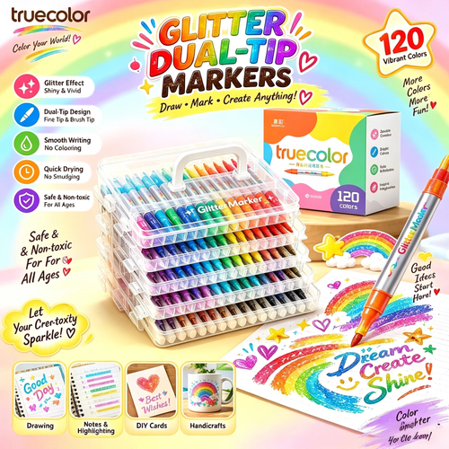 🎉🎁Magic Glitter Outline Markers✨Double-Ended Dual-Color Art Pens